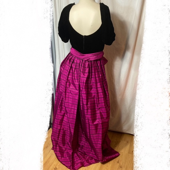 Vintage 1980s black velvet pink prom dress Inner Circle Inc. small - Picture 3 of 15